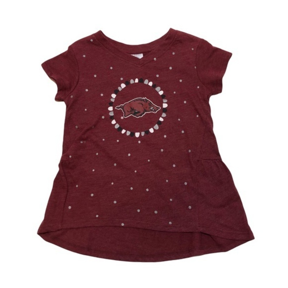 NWOT Arkansas Razorbacks Ruffle Top Tee Shirt New